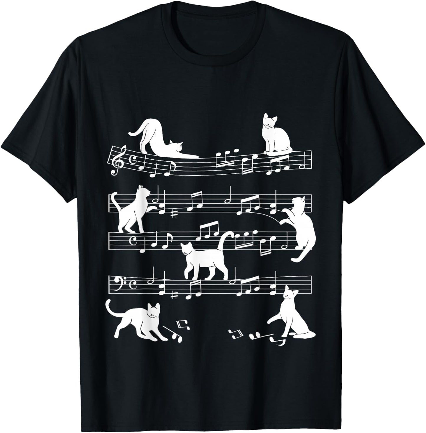 Cat Music Pet Cat Design Women Girls Kids T-Shirt - T-Shirt | Black