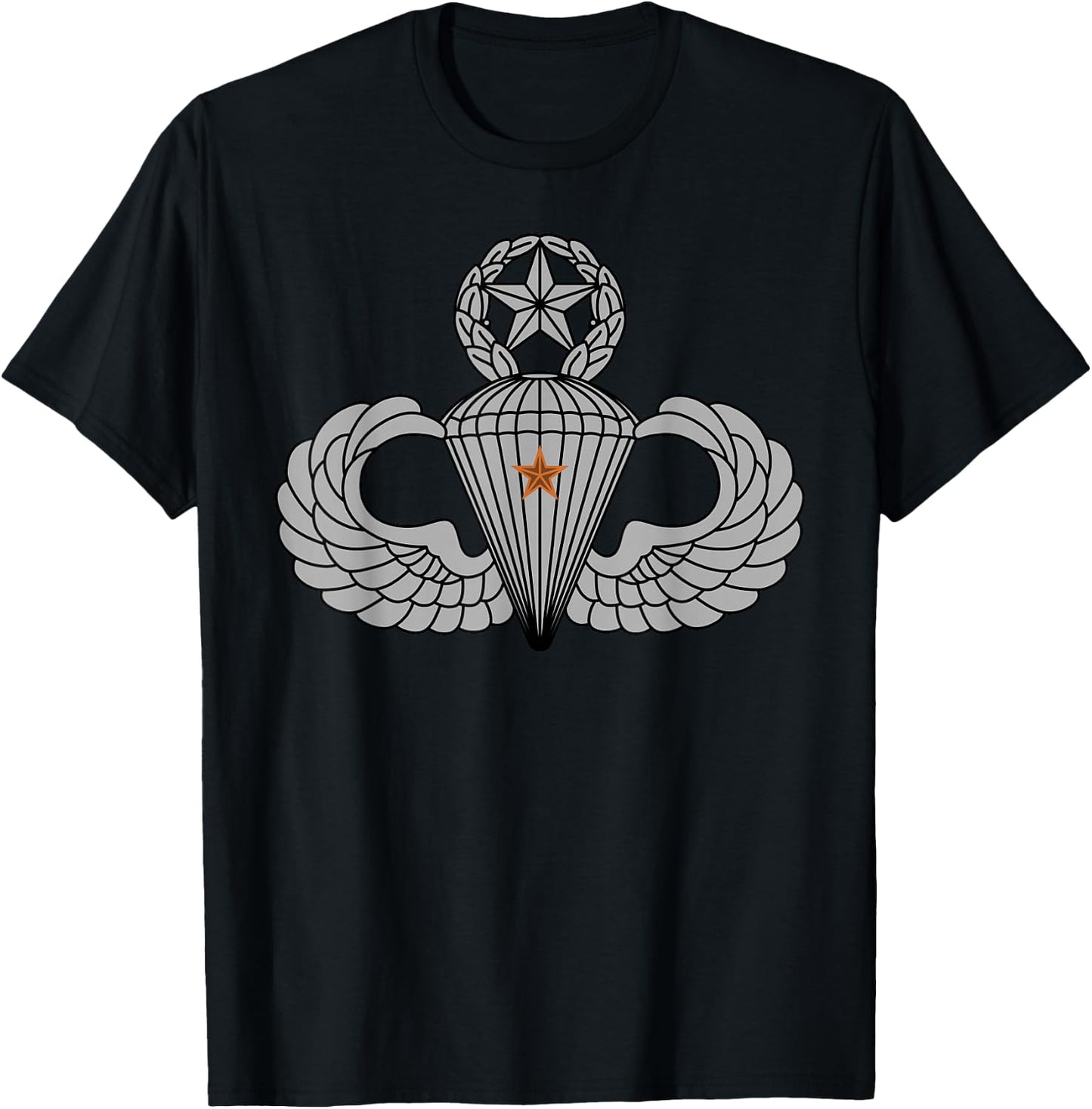 US Army Jumpmaster Badge - Master Parachutist Combat Star T-Shirt - T-Shirt | Black