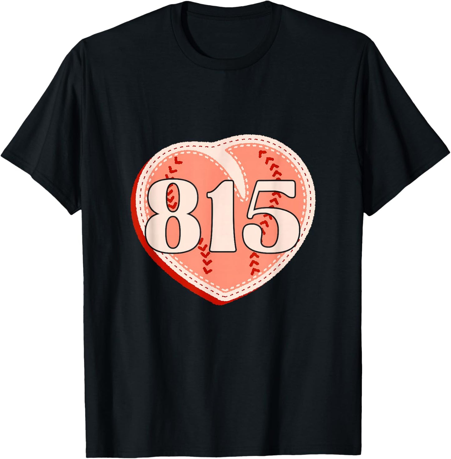 Retro Rockford Illinois 815 A Peach With Baseball Seams T-Shirt - T-Shirt | Black