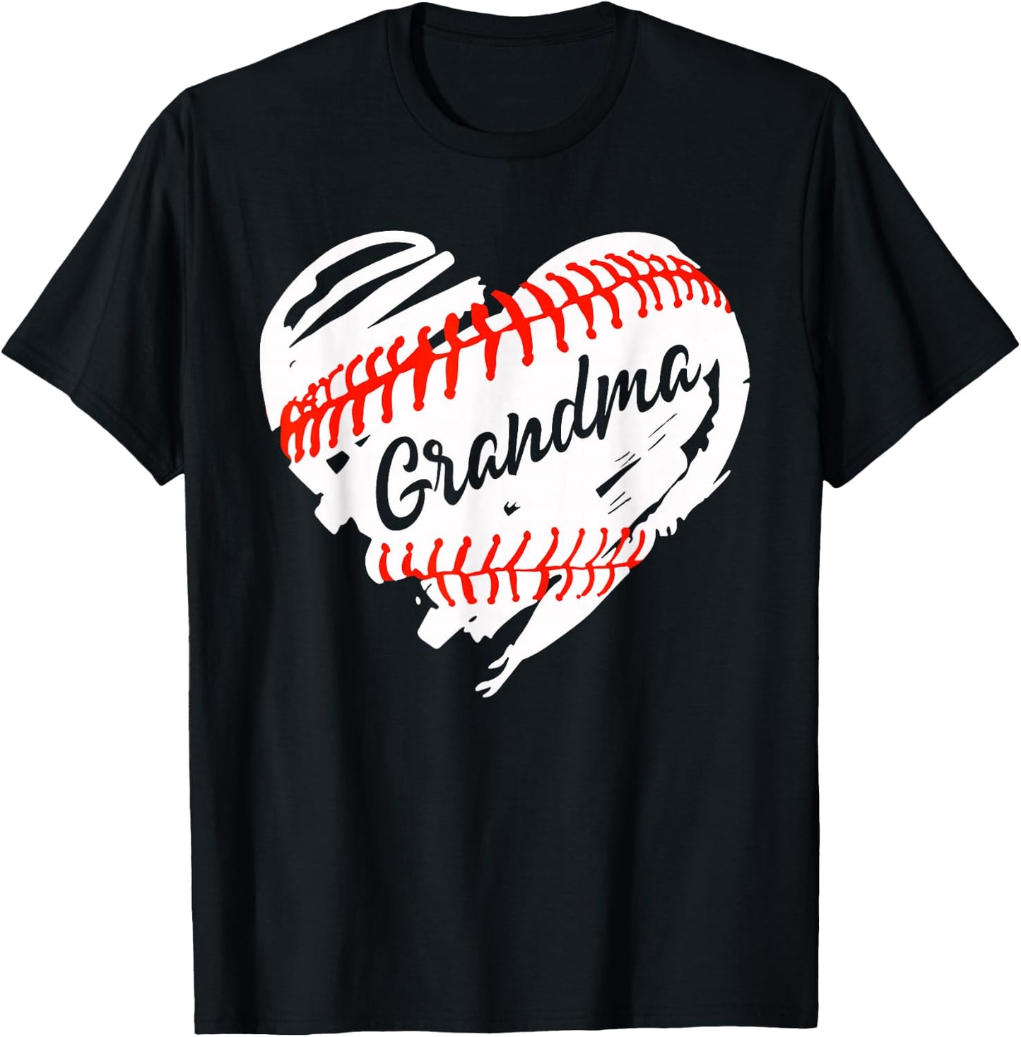 Baseball Heart Baseball Grandma Women Softball Mom Short T-Shirt - T-Shirt | Black
