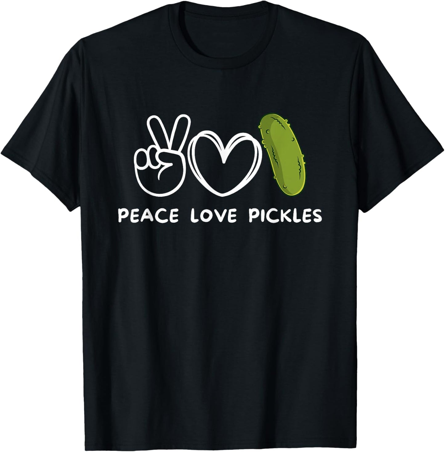 Peace, Love Pickles Retro Pickles Lover Food Lover T-Shirt - T-Shirt | Black