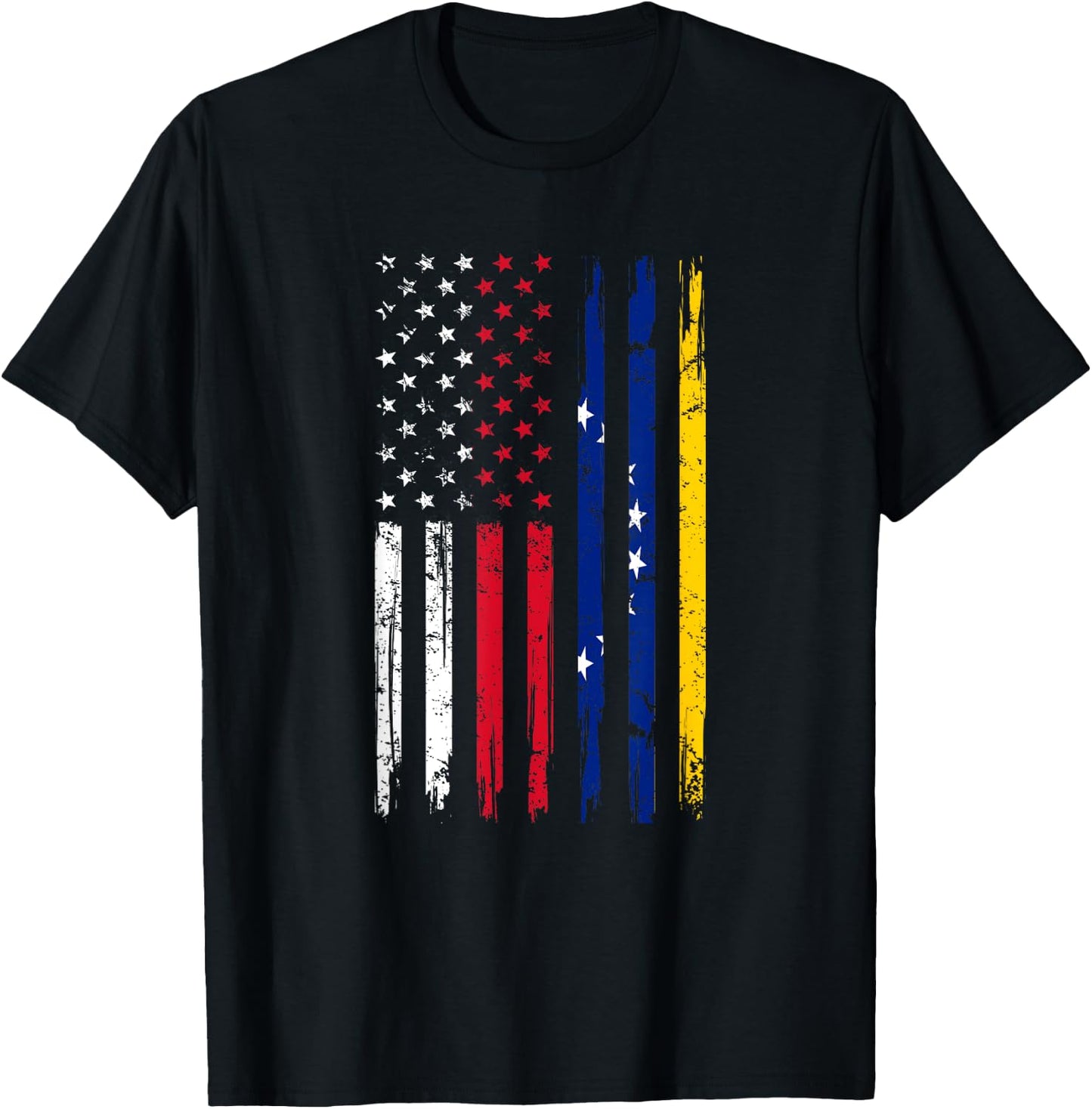 Half American And Venezuelan Usa Venezuela Flag Men Roots T-Shirt - T-Shirt | Black