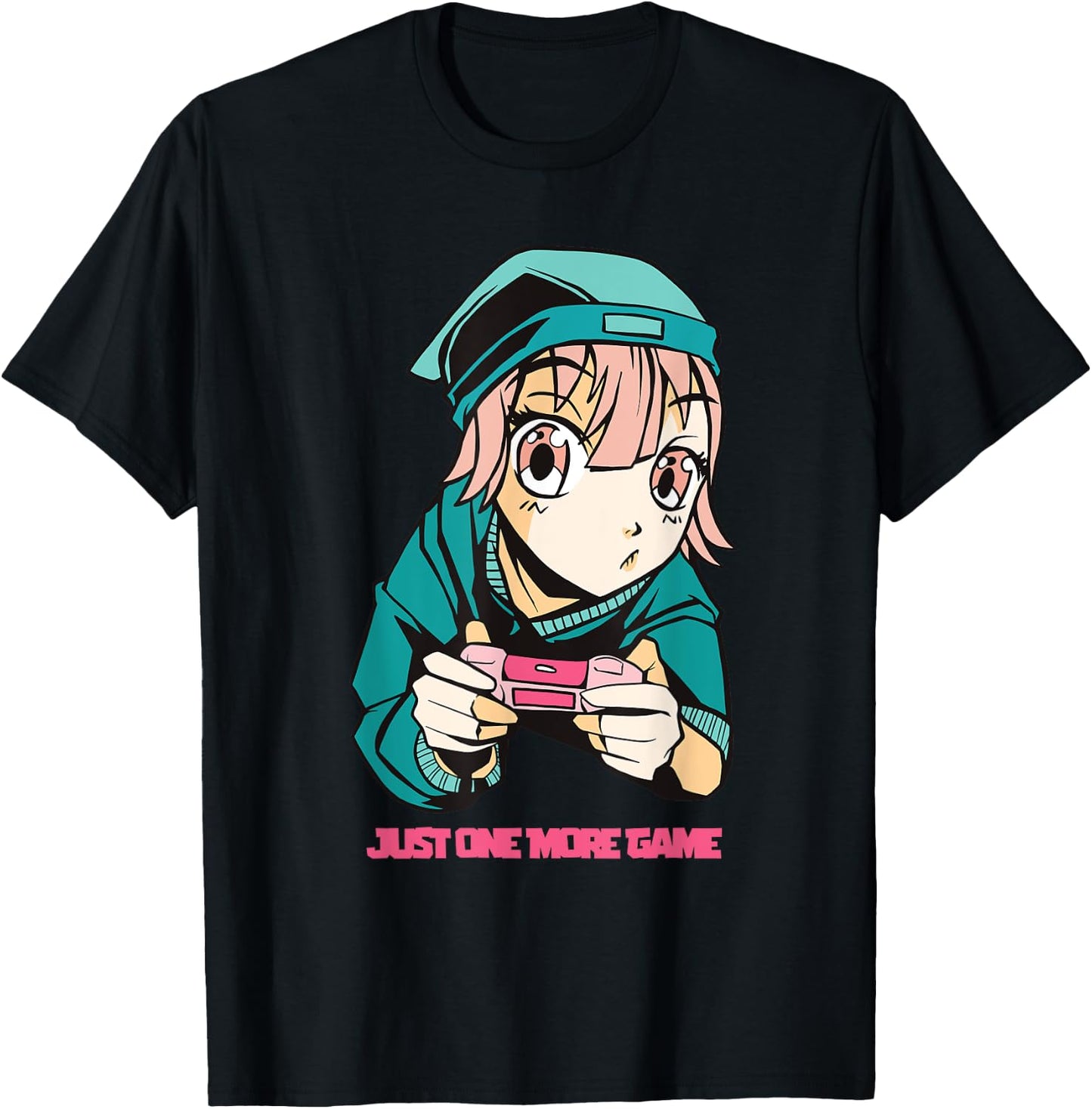 Just one more Game Anime Girls Gamer Lover T-Shirt - T-Shirt | Black