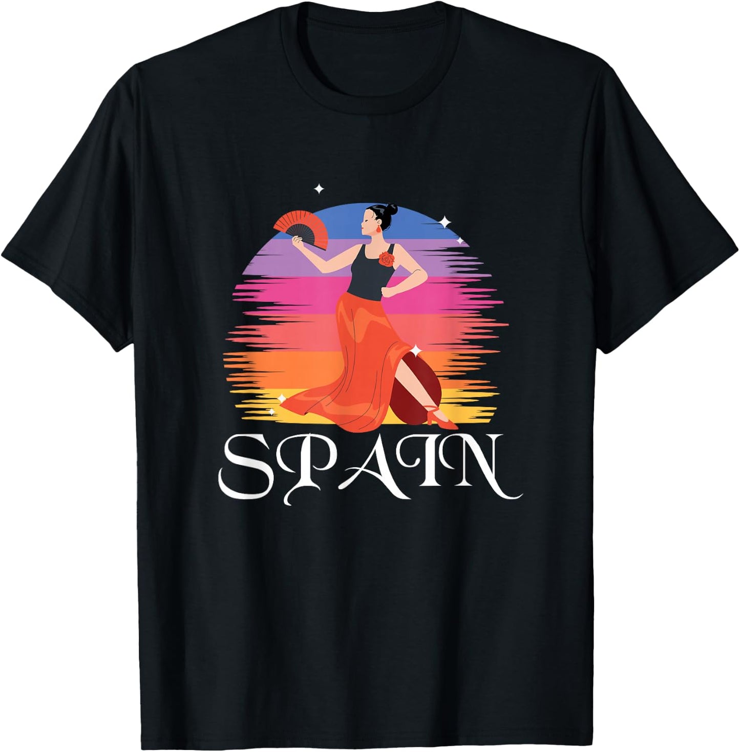 Spain | Girl Dancing Flamenco | Spanish Spaniard T-Shirt - T-Shirt | Black