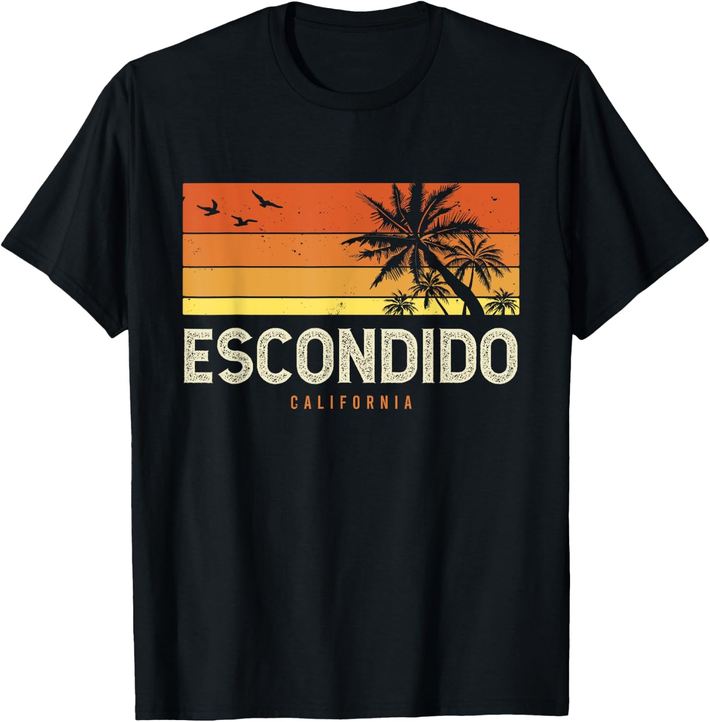 Retro Escondido California CA Vintage Palms Sunset T-Shirt - T-Shirt | Black