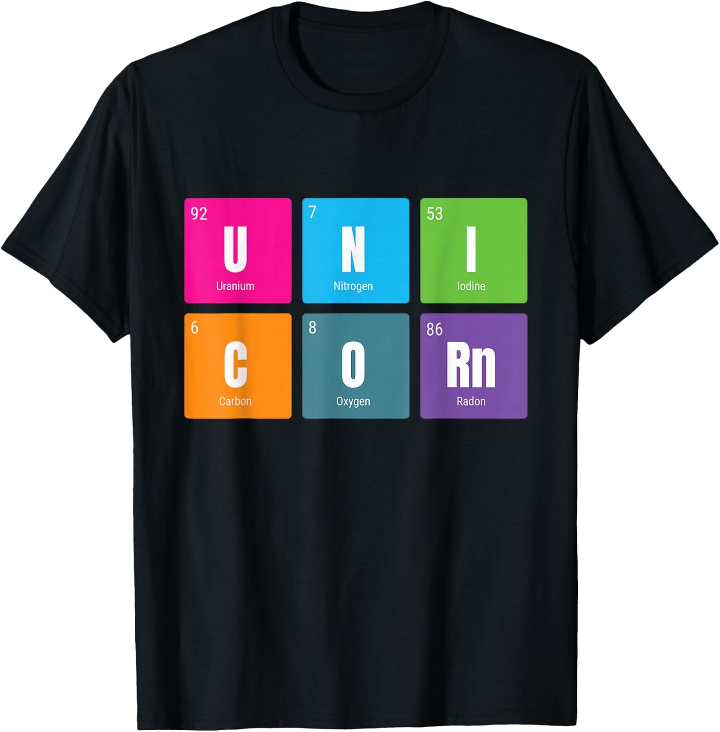 Periodic Table Rainbow Unicorn - Mystical Creature T-Shirt - T-Shirt | Black