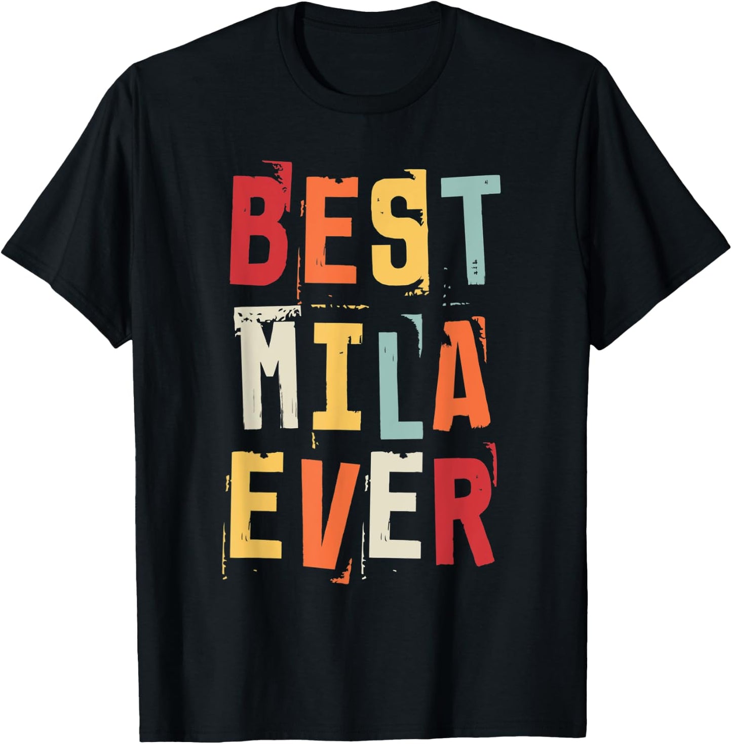 I Love Mila Retro Vintage Text Birth Names Best Mila T-Shirt - T-Shirt | Black
