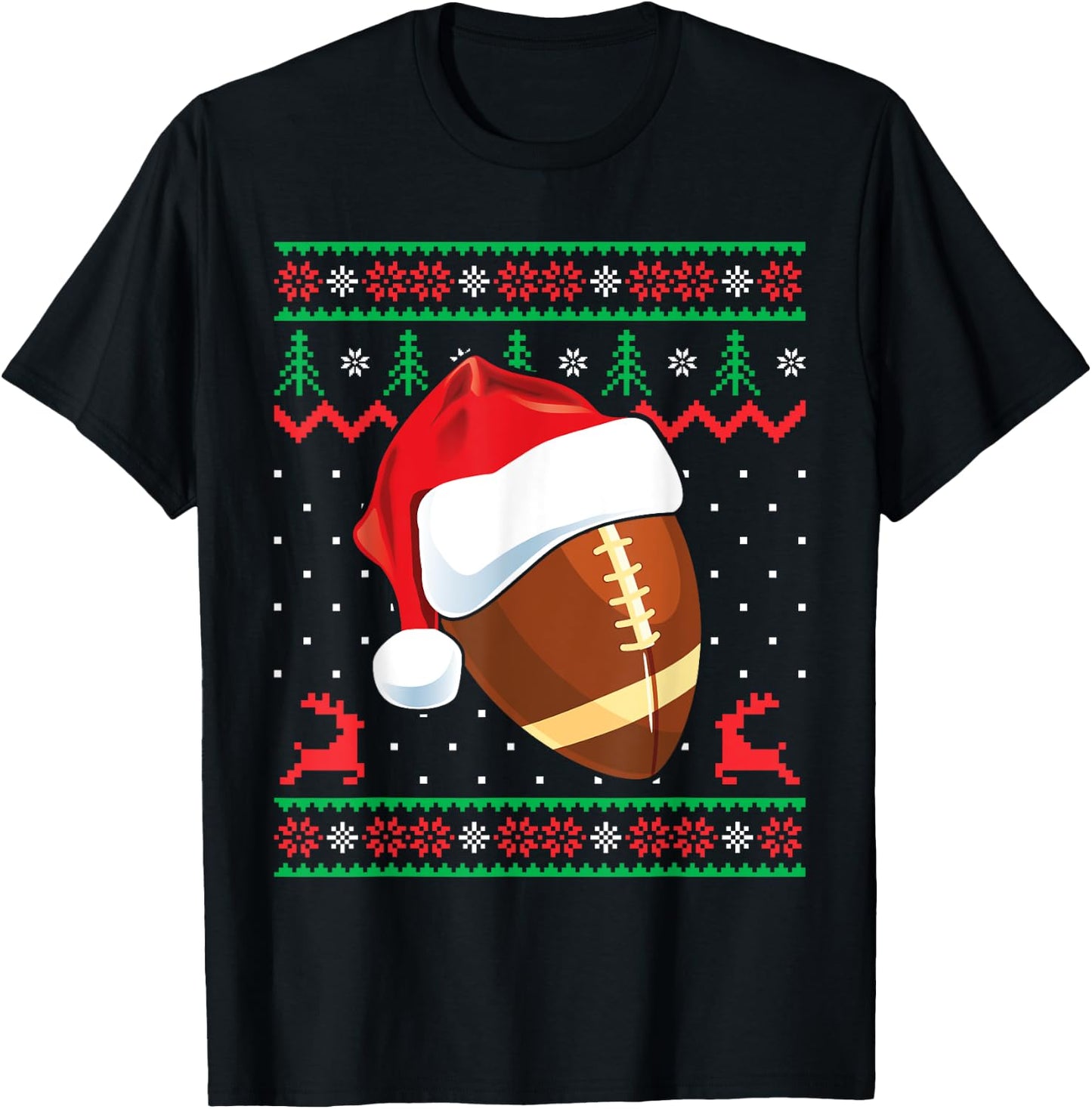 Funny Football Ugly Christmas Sweater Boys Sports Xmas T-Shirt - T-Shirt | Black