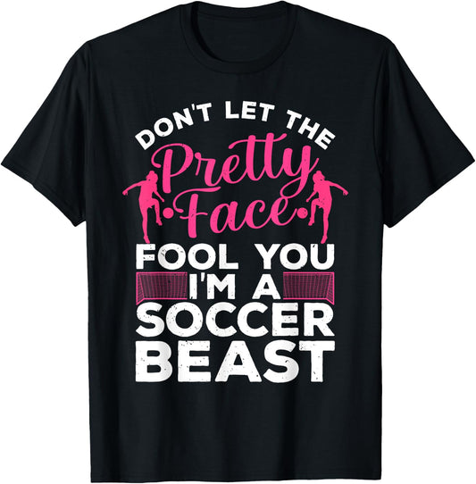 Funny Soccer Art Girls Soccer Player Sport Lover T-Shirt - T-Shirt | Black