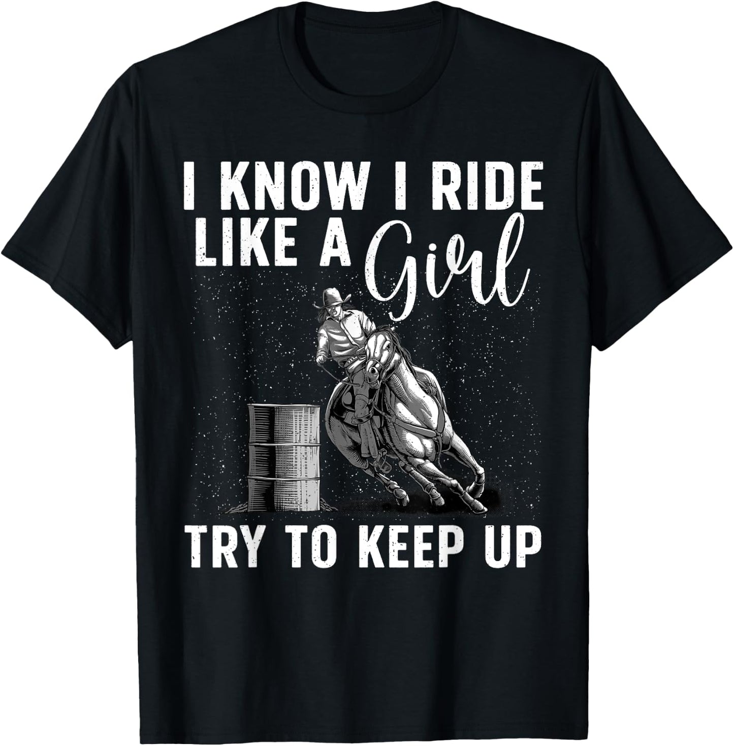 Funny Barrel Racing Art Girls Women Horse Racing Lovers T-Shirt - T-Shirt | Black