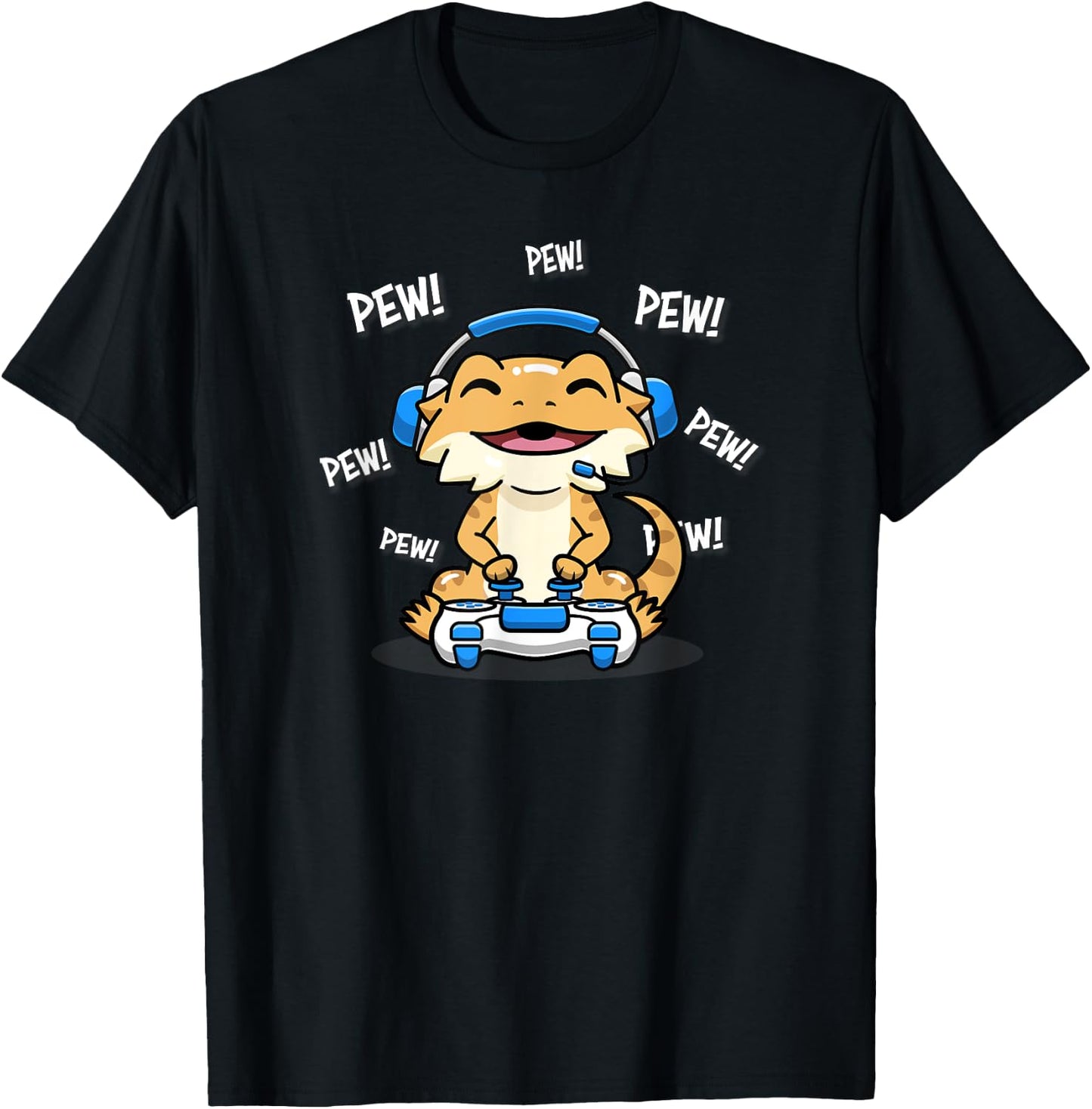 Tiny Dinosaur Boys Kawaii Kid Pew Gamer Bearded Dragon Lover T-Shirt - T-Shirt | Black