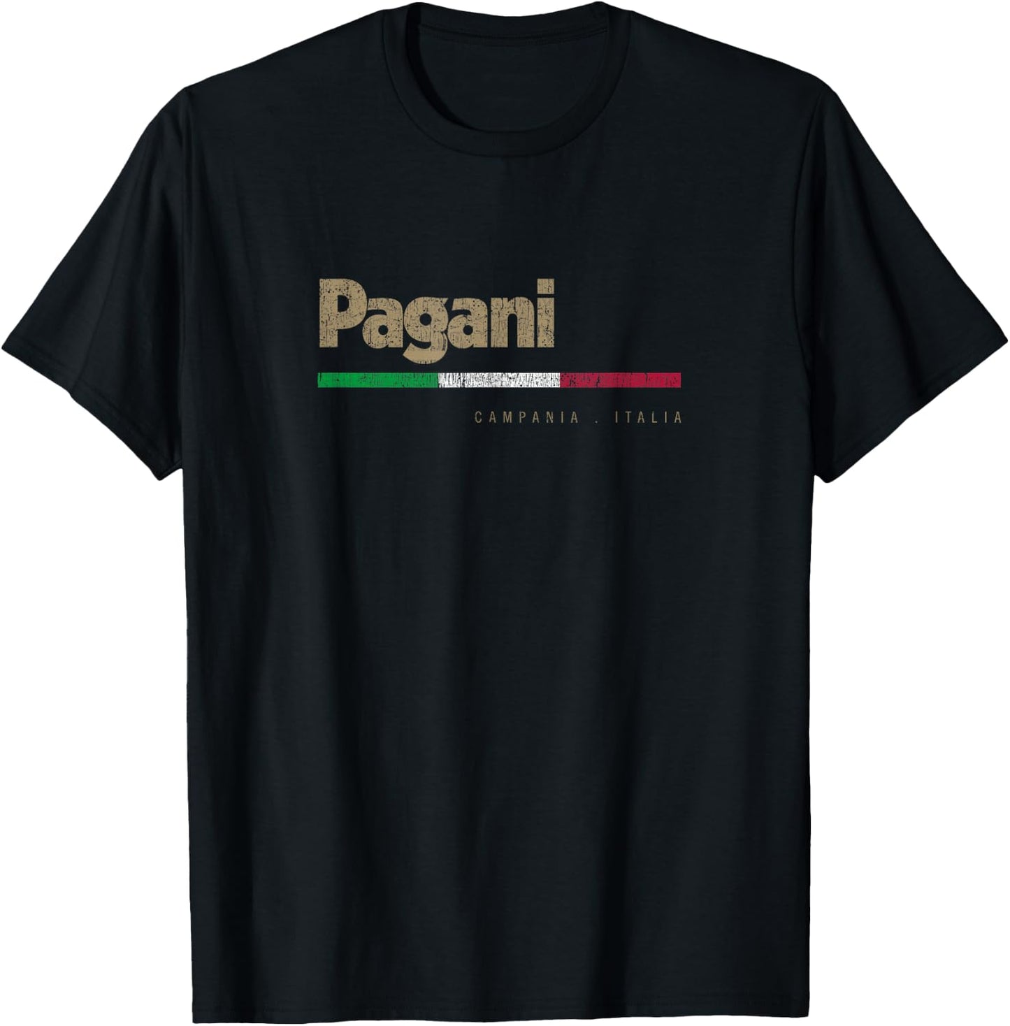 Pagani Italian City Retro Italy Flag T-Shirt - T-Shirt | Black