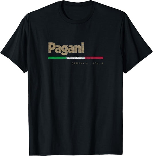 Pagani Italian City Retro Italy Flag T-Shirt - T-Shirt | Black