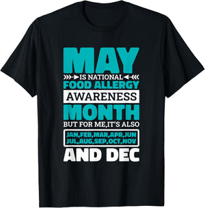 May Is National Food Allergy Awareness Month, Food Allergies T-Shirt - T-Shirt | Black