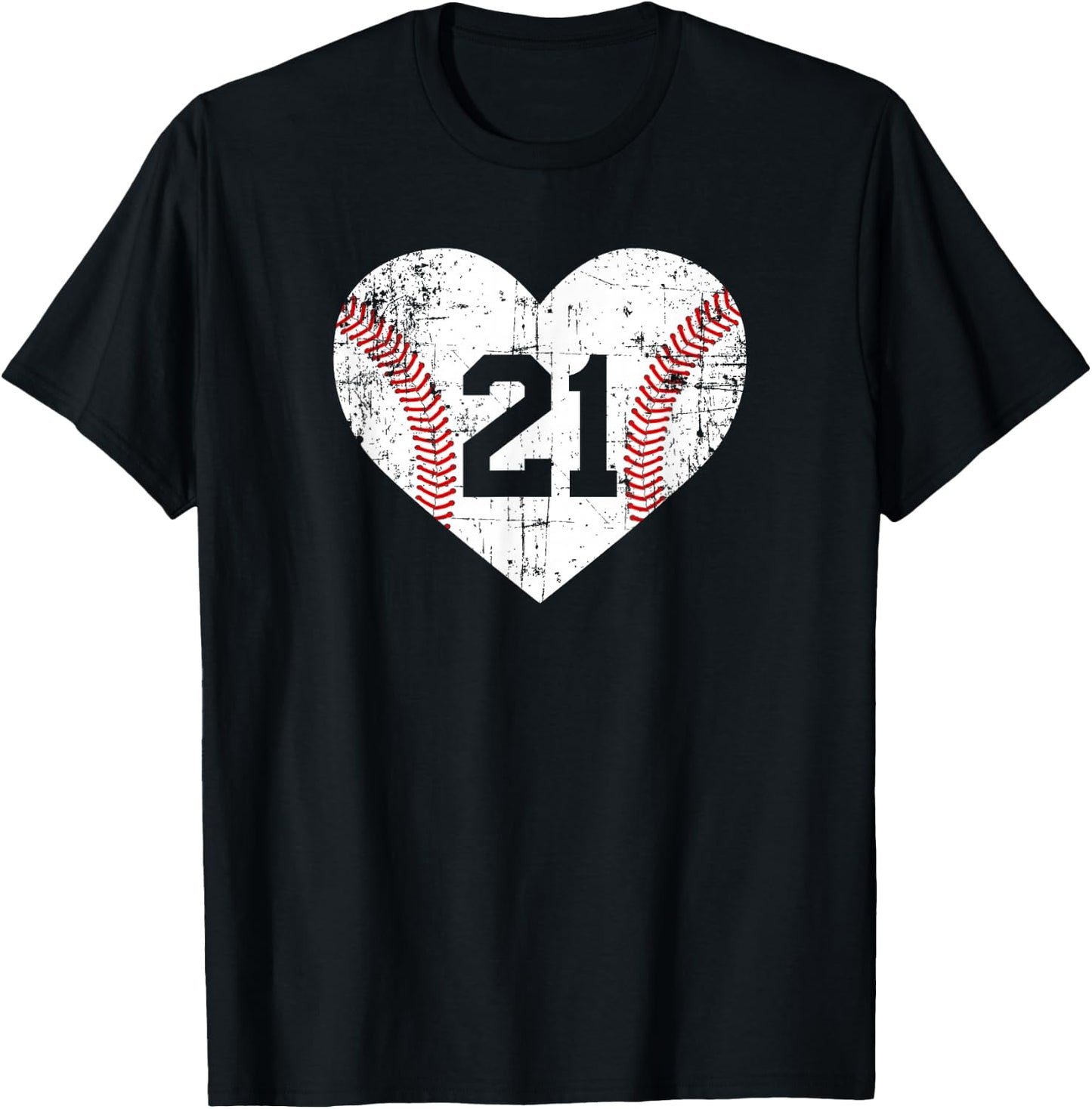 Vintage Baseball 21 Jersey Number T-Shirt - T-Shirt | Black
