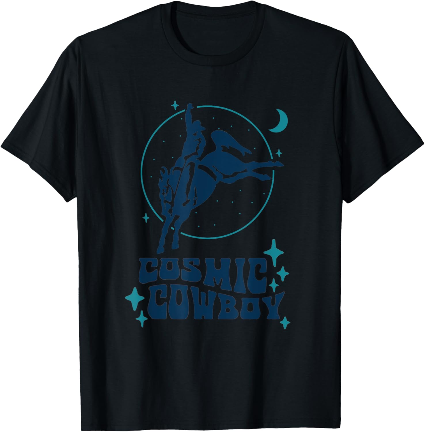 Cosmic Cowboy, Rodeo Horse Women Horse Barrel Racing T-Shirt - T-Shirt | Black