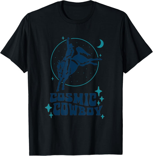 Cosmic Cowboy, Rodeo Horse Women Horse Barrel Racing T-Shirt - T-Shirt | Black