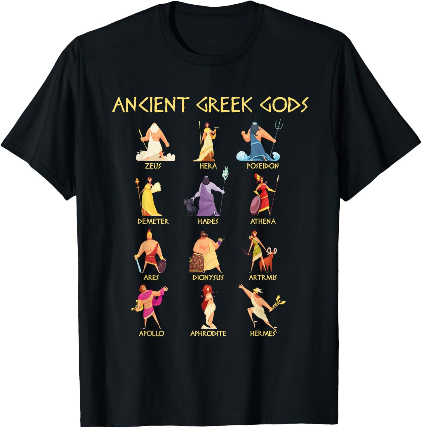 Greek Mythology Gods - Ancient Greek Gods T-Shirt - T-Shirt | Black