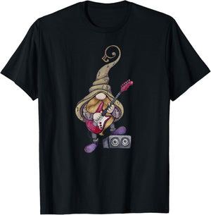 Musical Gnome Guitar Player, Playing Guitar Music T-Shirt - T-Shirt | Black