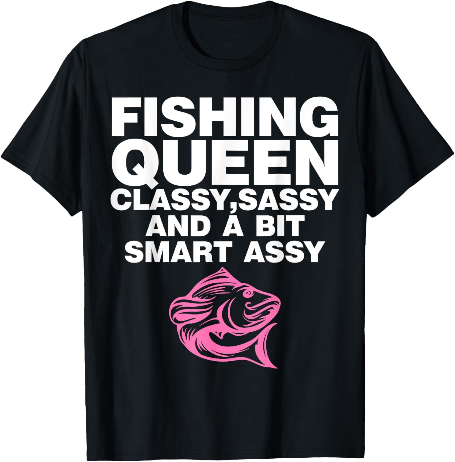 Fishing Queen Fisherman Women Ladies Mothers Day T-Shirt - T-Shirt | Black