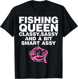 Fishing Queen Fisherman Women Ladies Mothers Day T-Shirt - T-Shirt | Black