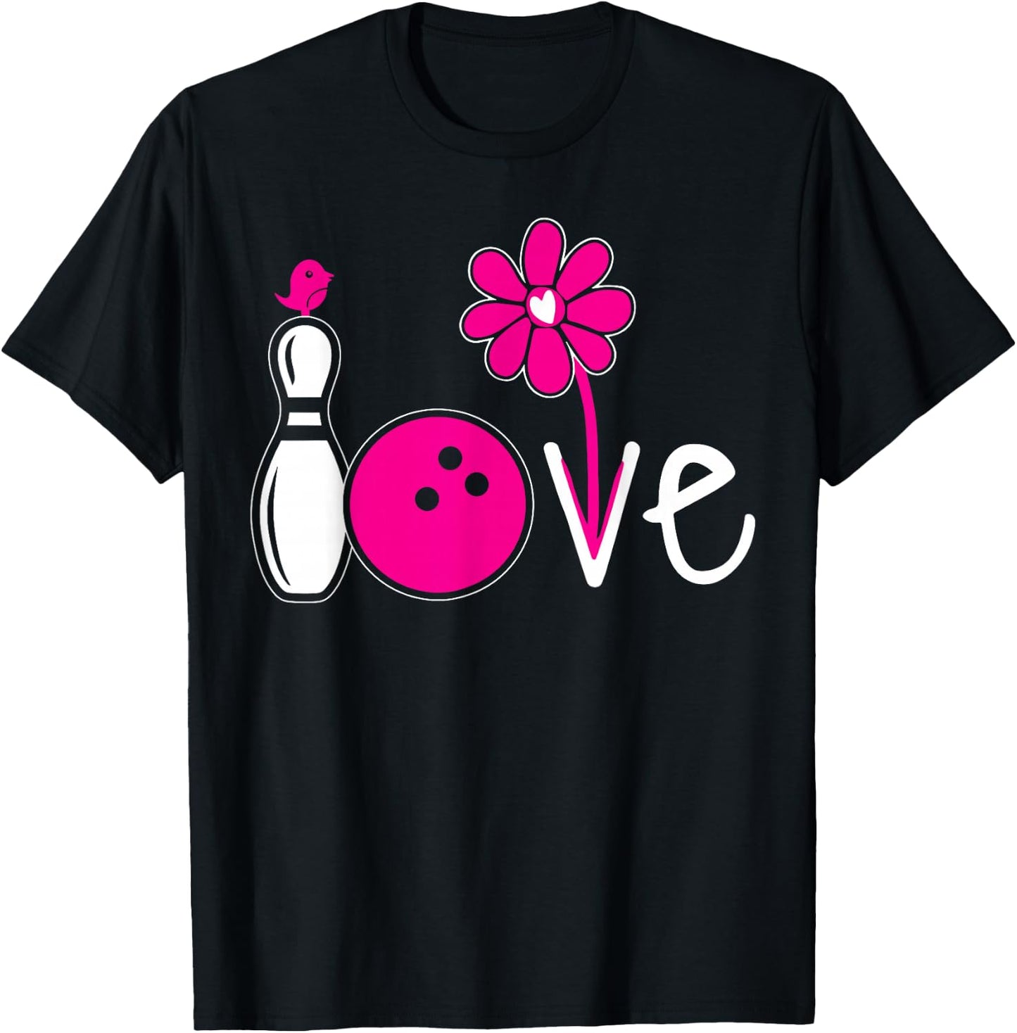 Women Bowling-Shirt Girls Love Team Bowling Vintage T-Shirt - T-Shirt | Black