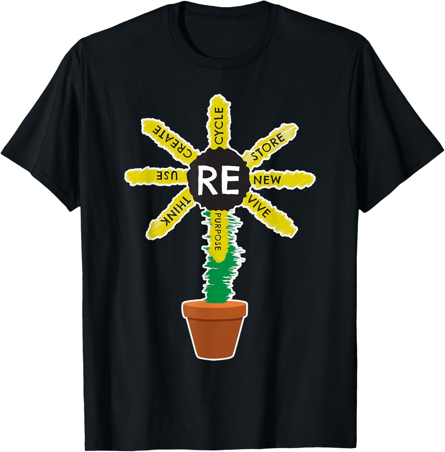Recycle Reuse Renew Rethink Green Save the Planet Earth Day T-Shirt - T-Shirt | Black