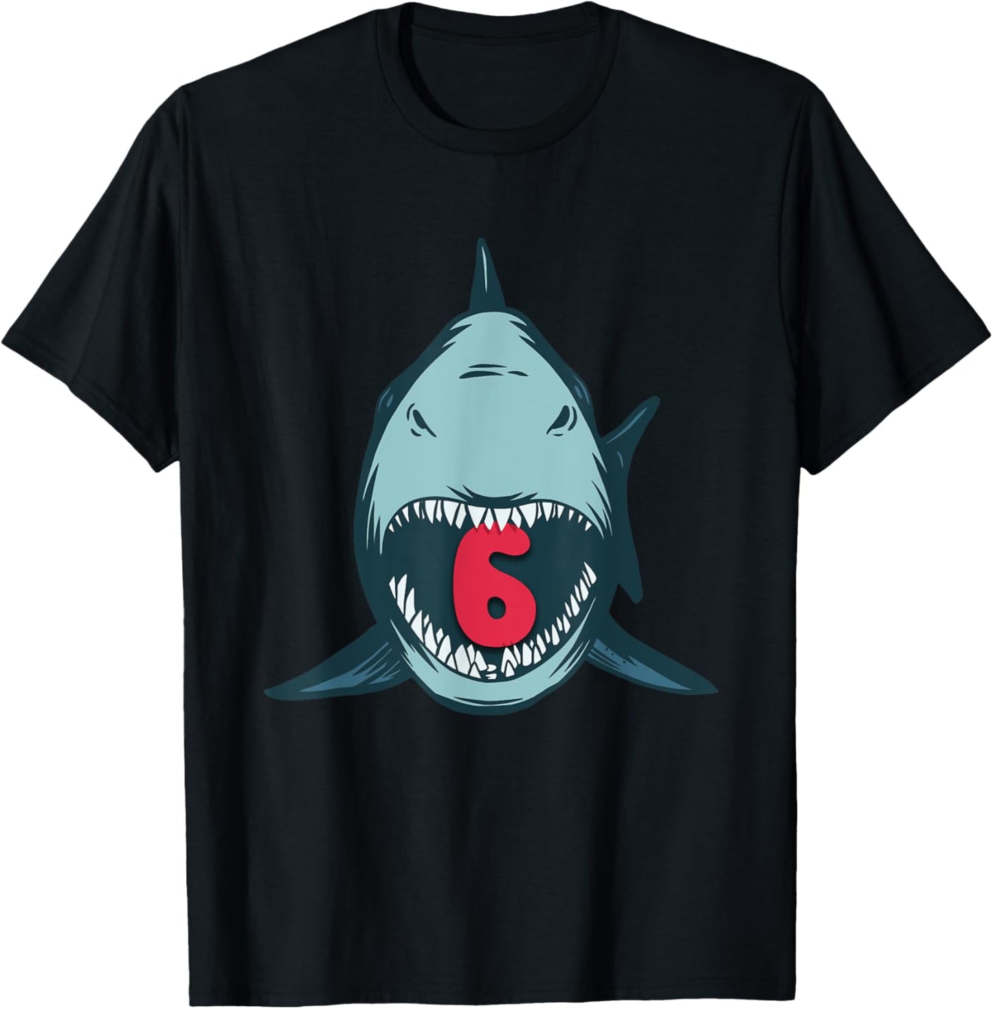 Megalodon Shark 6th Birthday 6 Years Megalodon Birthday T-Shirt - T-Shirt | Black