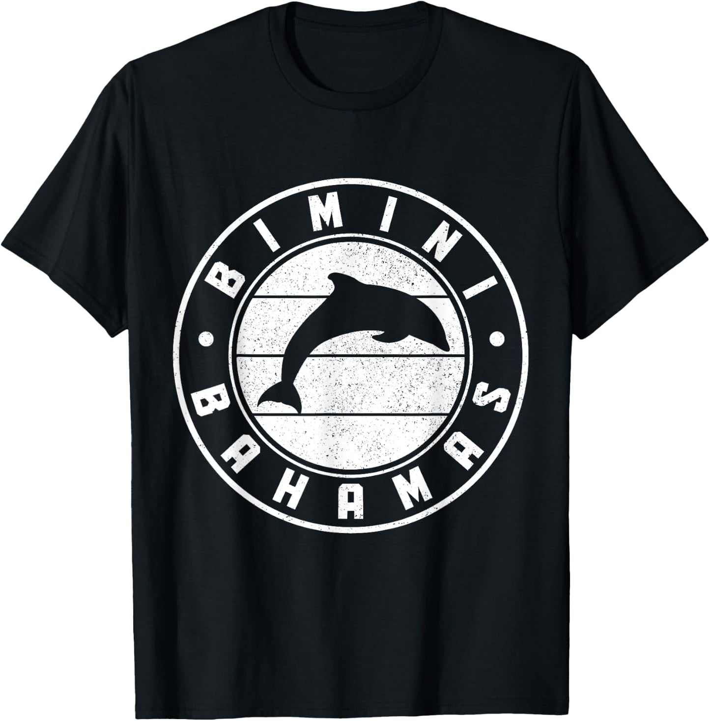 Bimini Bahamas Souvenir Dolphin Vintage T-Shirt - T-Shirt | Black