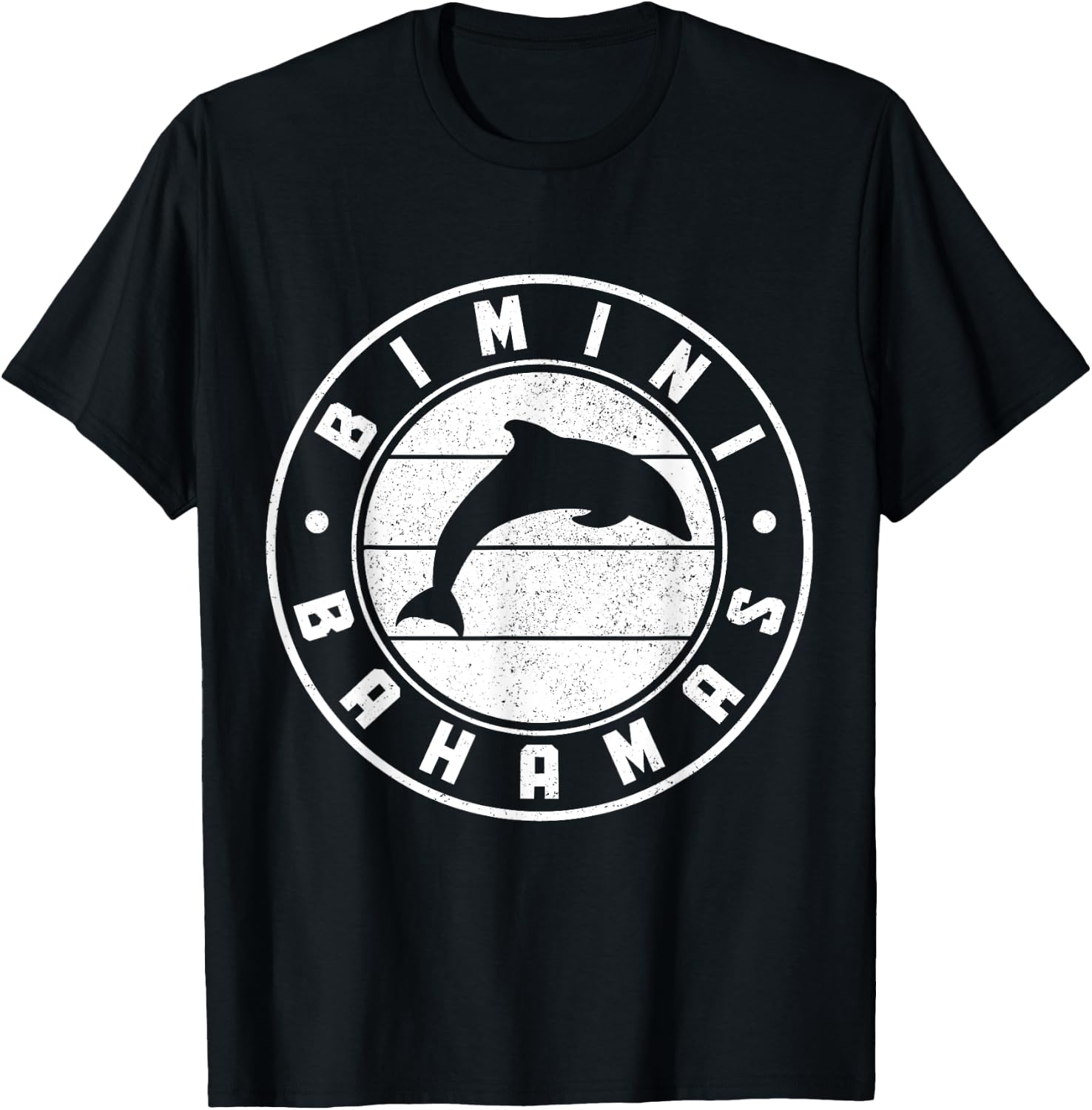Bimini Bahamas Souvenir Dolphin Vintage T-Shirt - T-Shirt | Black