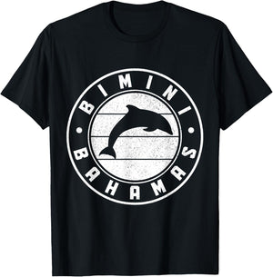Bimini Bahamas Souvenir Dolphin Vintage T-Shirt - T-Shirt | Black