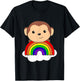 Monkey Rainbow Cloud Cute Animals For Kids Monkeys T-Shirt - T-Shirt | Black