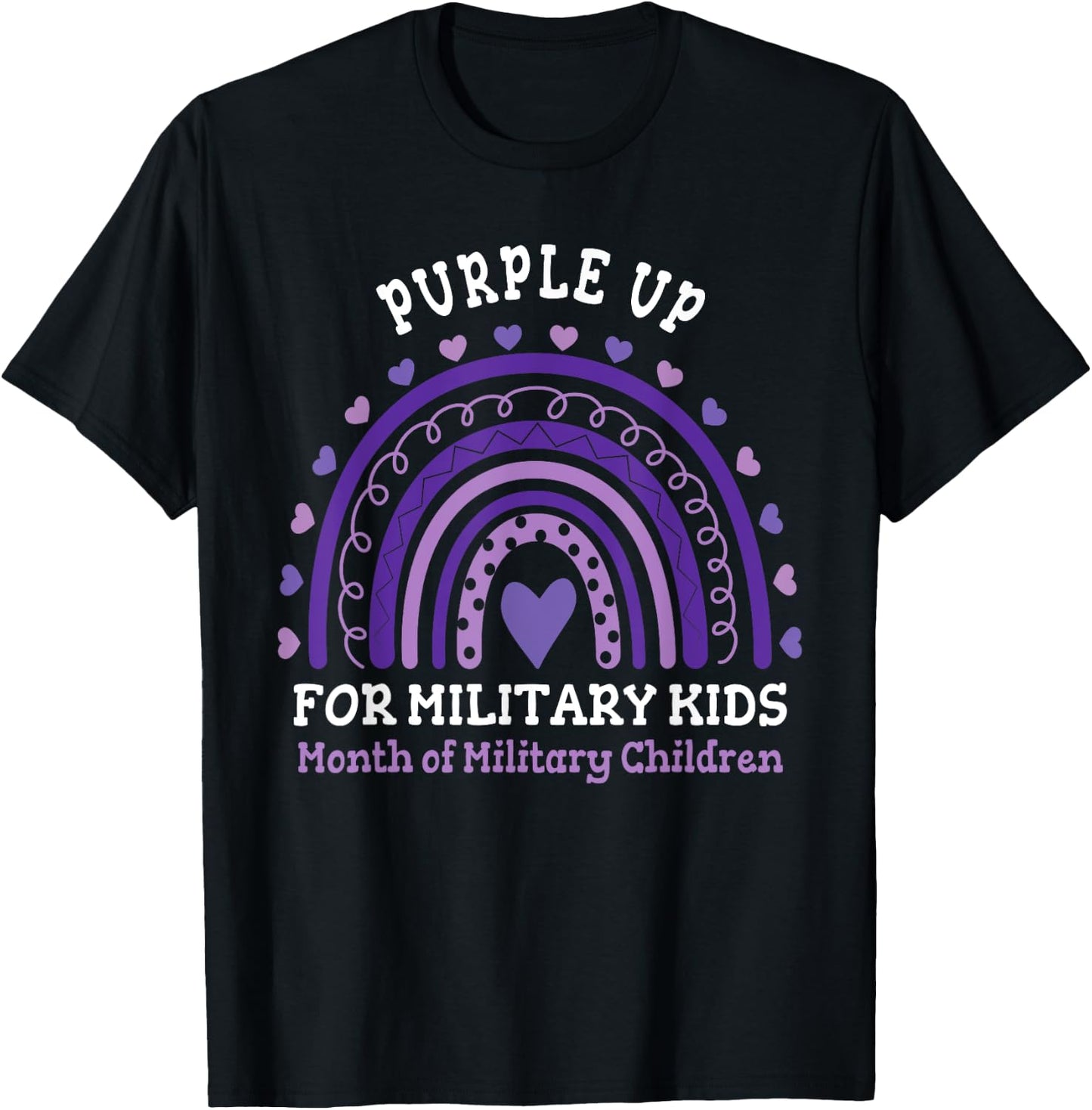 Military Purple Up Day Kids Shirt Month Military Rainbow Kid T-Shirt - T-Shirt | Black