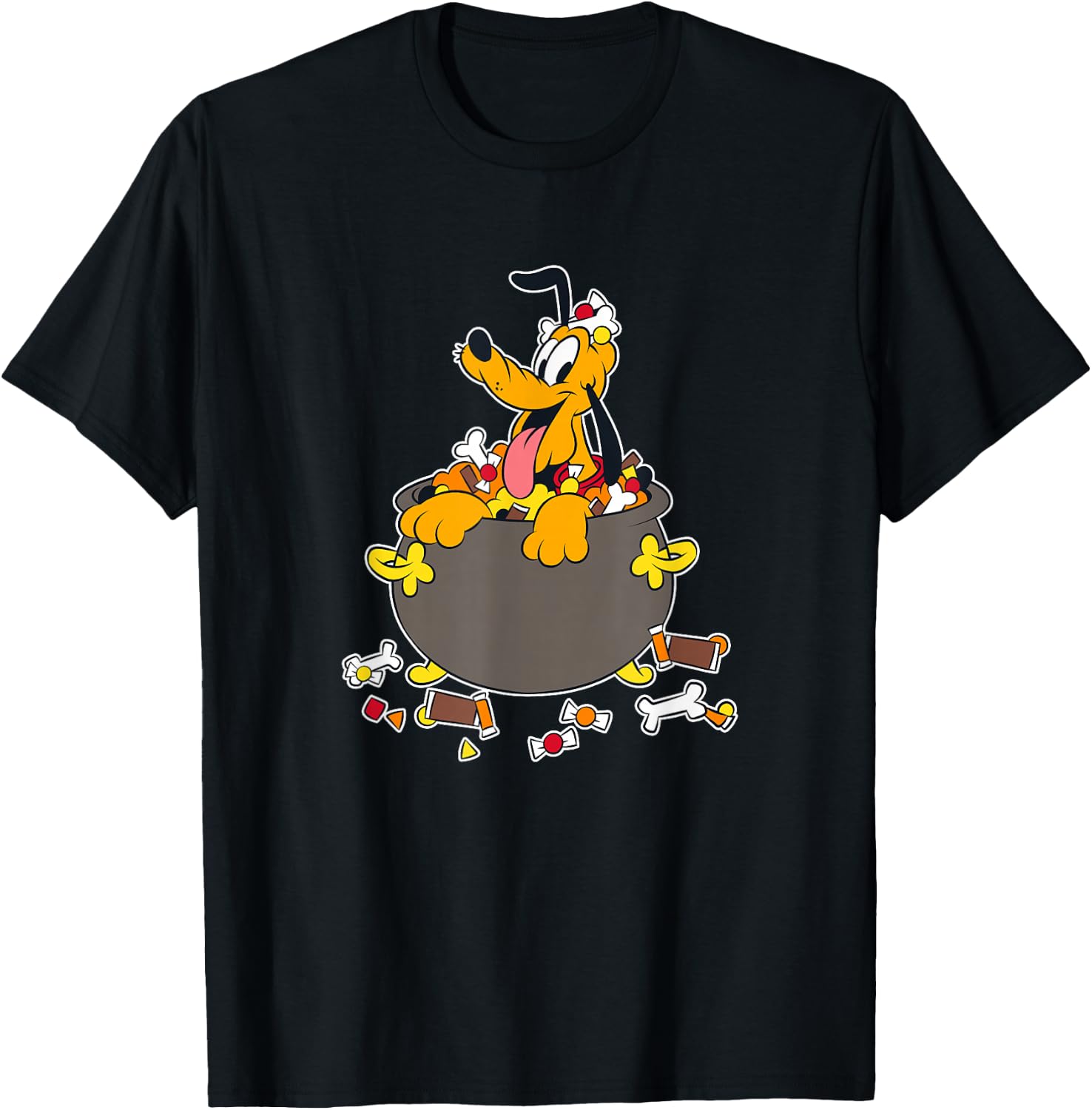 Disney Mickey And Friends Halloween Pluto Inside Candy Bowl T-Shirt - T-Shirt | Black
