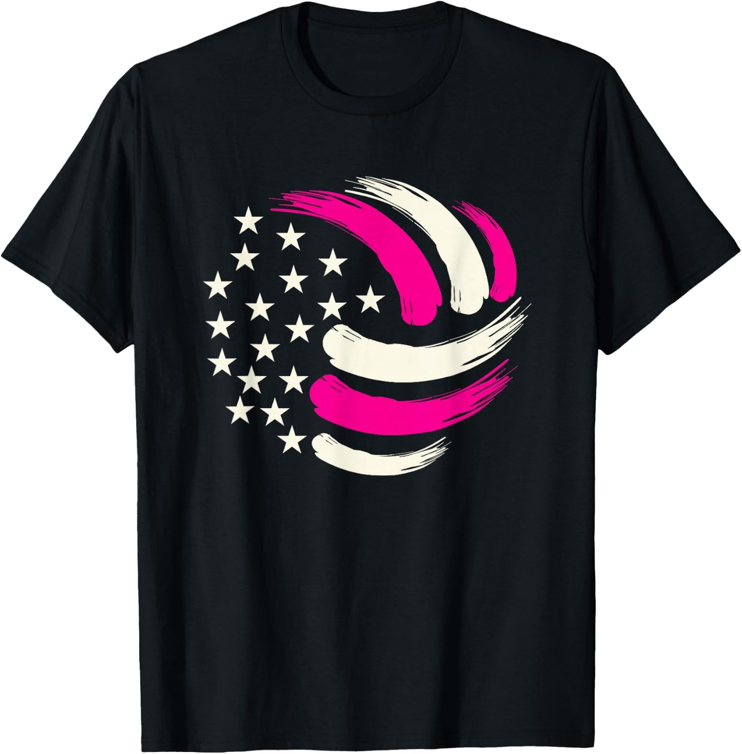 Women Volleyball Teen Girls USA American Flag T-Shirt - T-Shirt | Black