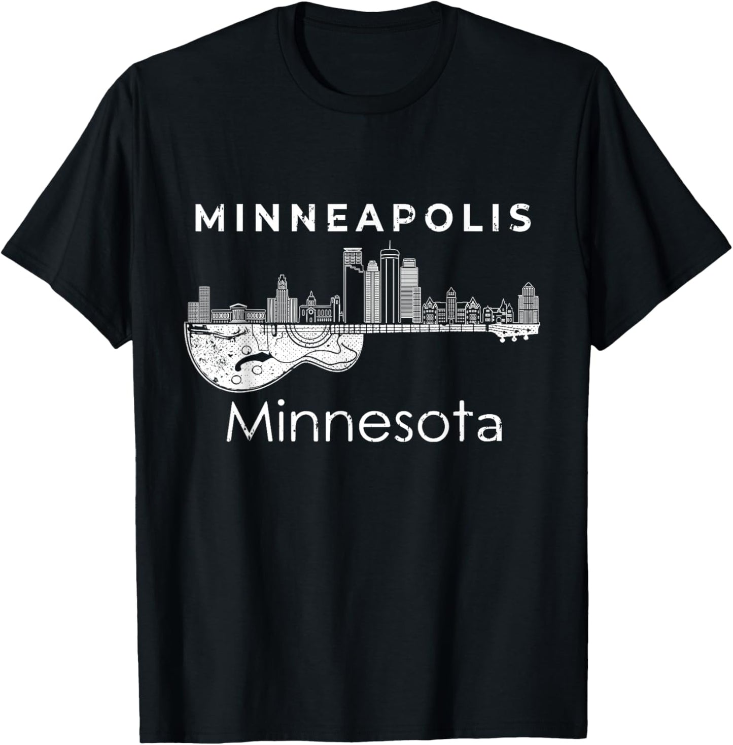 Minneapolis Souvenir Men Minnesota Music Electric Guita T-Shirt - T-Shirt | Black