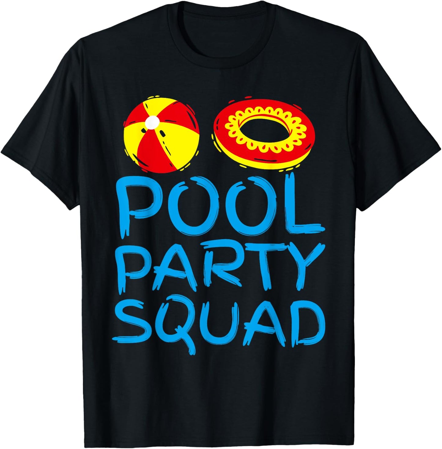 Funny Pool Party Squad Birthday Summer Family Swimming Kids T-Shirt - T-Shirt | Black