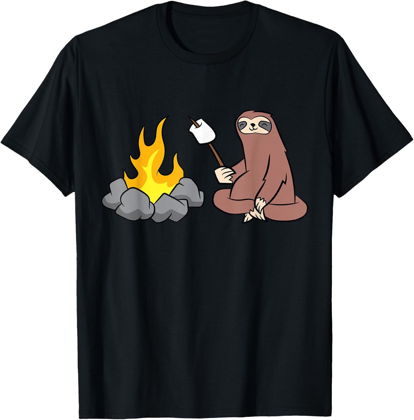 Sloth Roasting Marshmallows At The Campfire T-Shirt - T-Shirt | Black