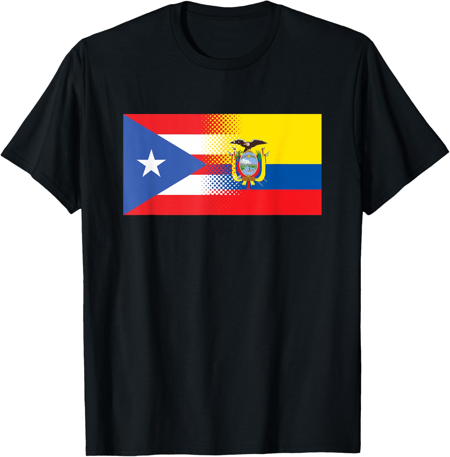 Half Puerto Rican Half Ecuadorian Flag Puerto Rico Ecuador T-Shirt - T-Shirt | Black