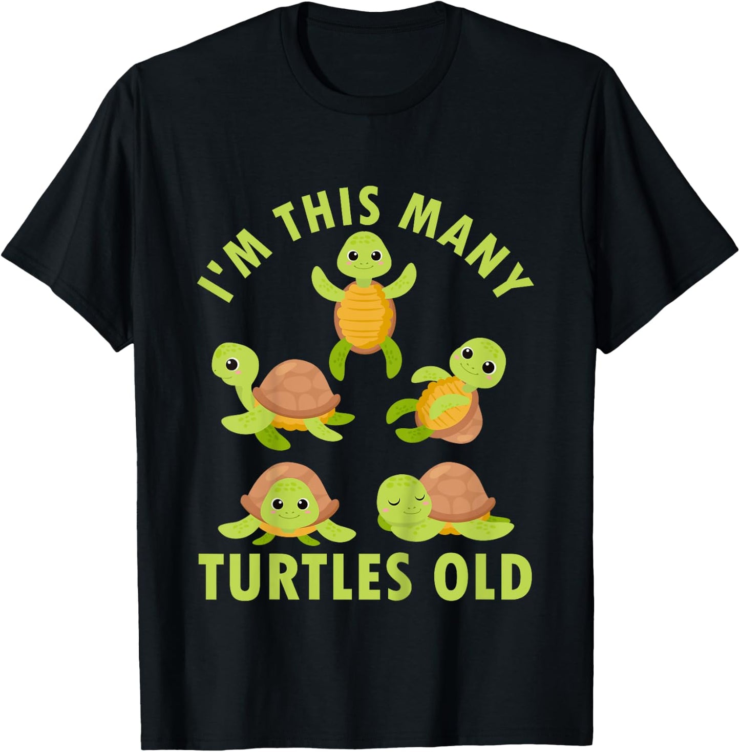 Kids 5 Year Old Boy Sea Turtles Old 5th Birthday Kids T-Shirt - T-Shirt | Black