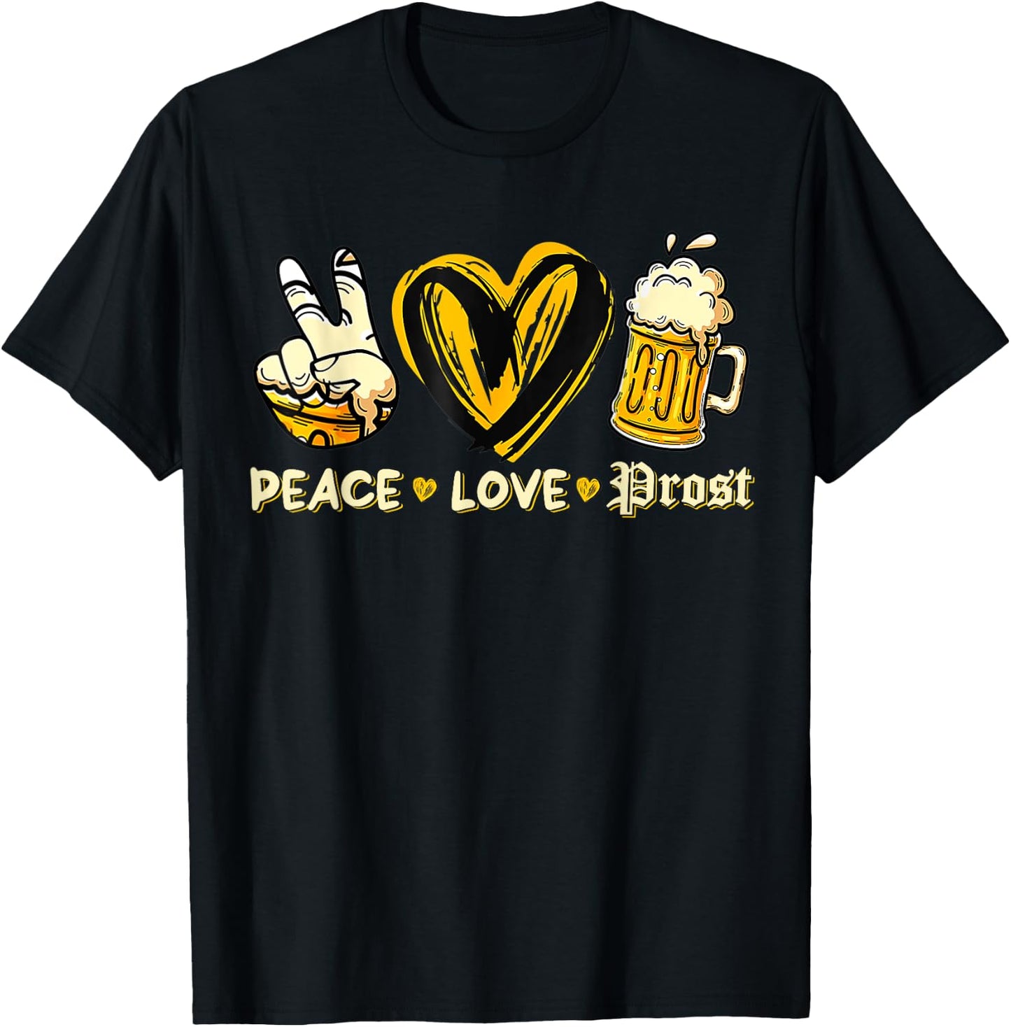 Cute Oktoberfest Costume Peace Love Prost Prost Oktoberfest T-Shirt - T-Shirt | Black