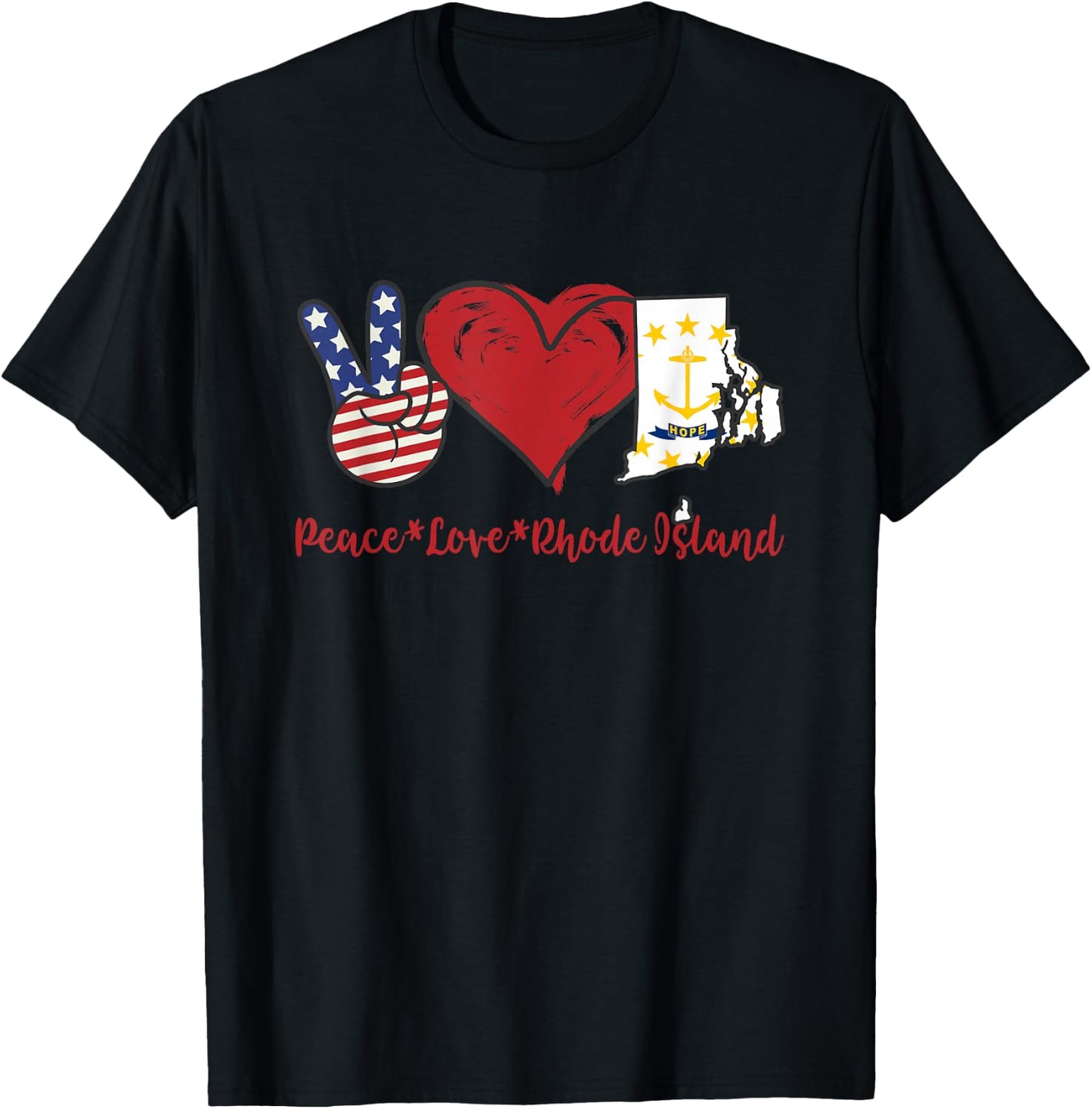 Peace Love Rhode Island T-Shirt - T-Shirt | Black