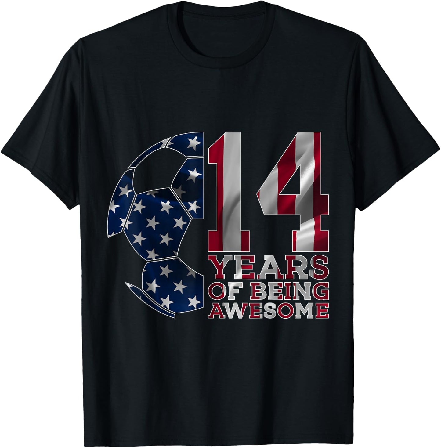 14 Years of Being Awesome Soccer 14th Birthday T-Shirt - T-Shirt | Black