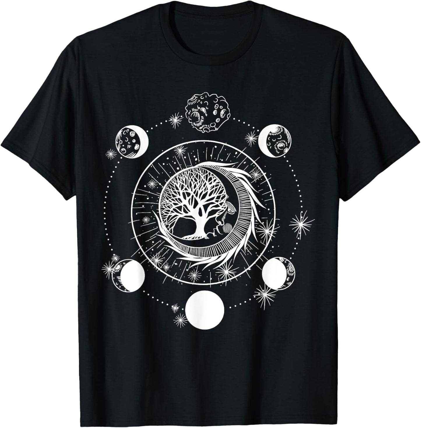 Phases of the Moon Tree of Life Mystical Lovers T-Shirt - T-Shirt | Black