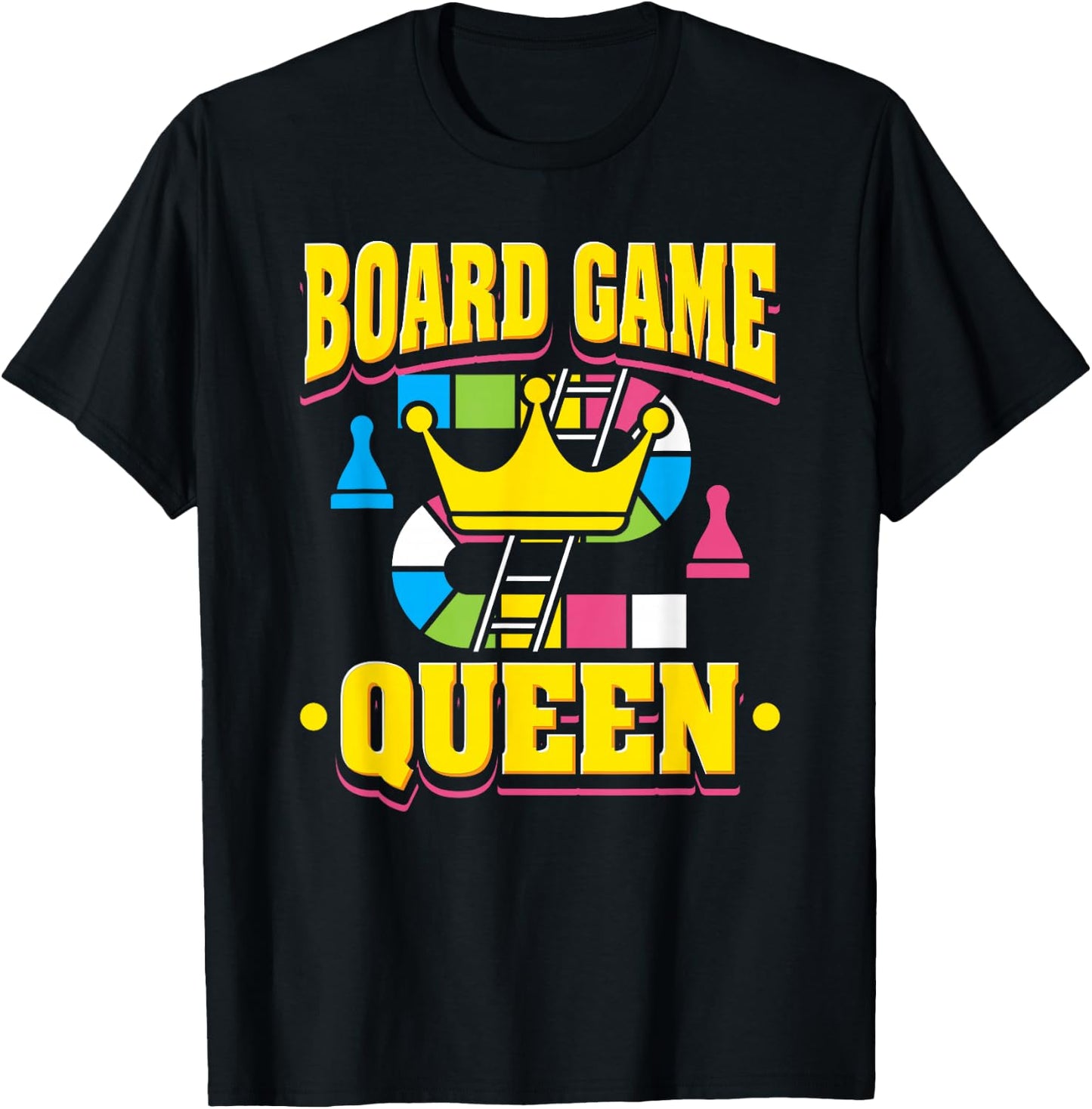 Funny Board Game Queen Design T-Shirt - T-Shirt | Black