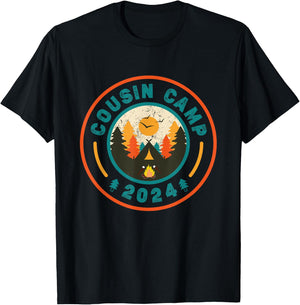 Cousin Camp 2024 Vintage Shirt Outdoors Vacation Adventures T-Shirt - T-Shirt | Black