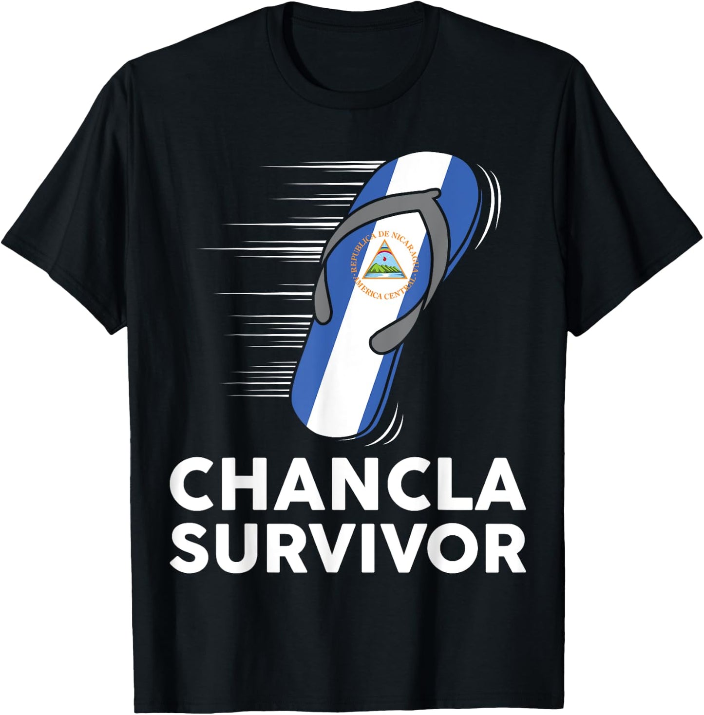 Chancla Survivor Nicaragua Nicaraguan Flag Hispanic Heritage T-Shirt - T-Shirt | Black