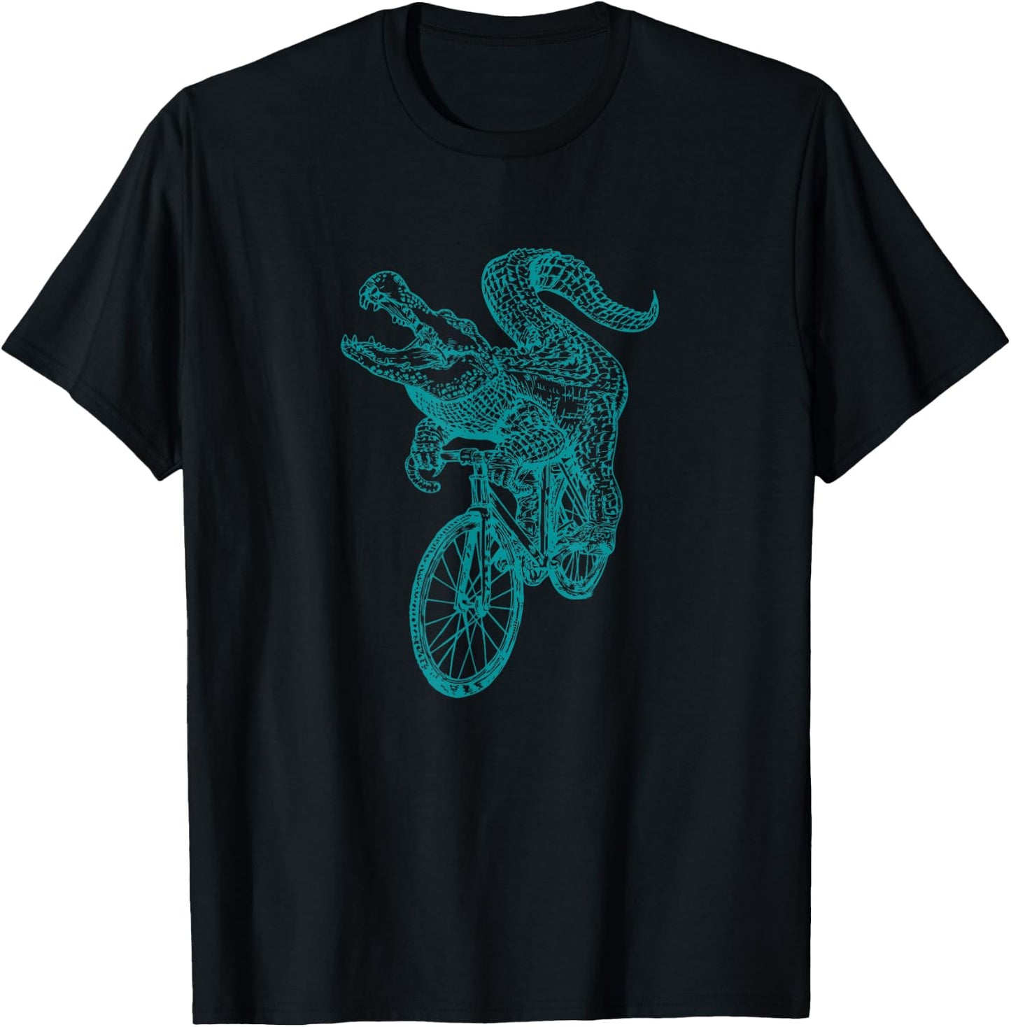 Alligator Riding Bike Crocodile Cyclist Reptile Ride Bicycle T-Shirt - T-Shirt | Black
