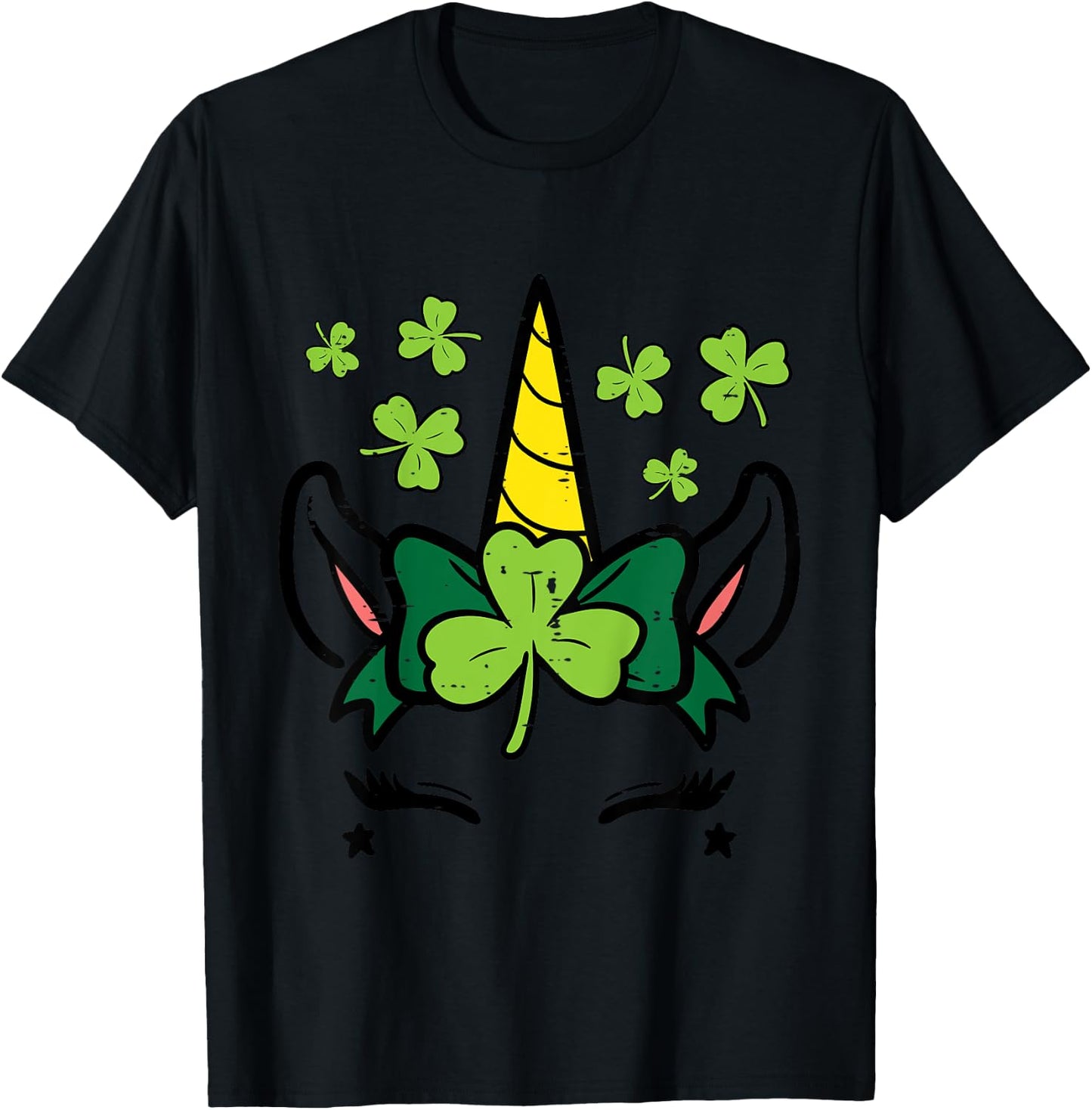 Kids St Patricks Day Unicorn Face Saint Pattys Girls Kids Toddler T-Shirt - T-Shirt | Black