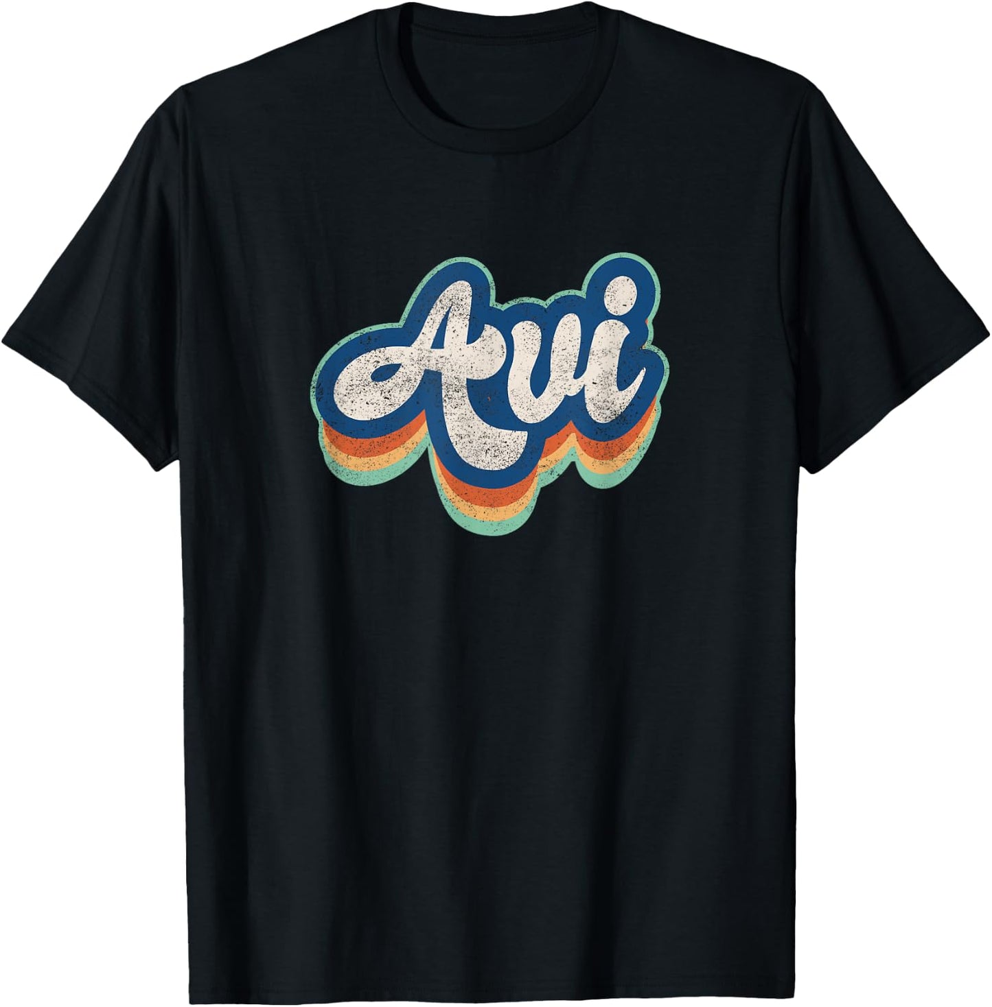 Avi First Name Boy Vintage Style 70s 80s Personalized T-Shirt - T-Shirt | Black
